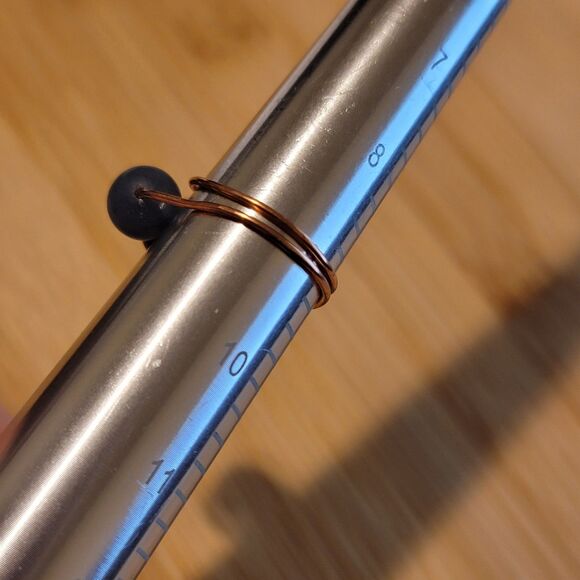 Handmade Sunstone and Blue Aventurine Copper Wire Wrapped Ring - Picture 2 of 4